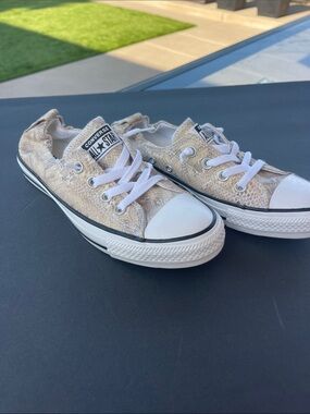 Converse Beige Snake-Print Low Top shoreline Sneakers
